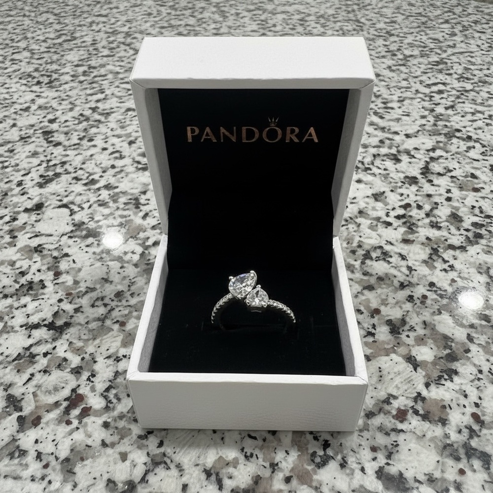 COPY - Size 7- Double Heart Sparkling Ring